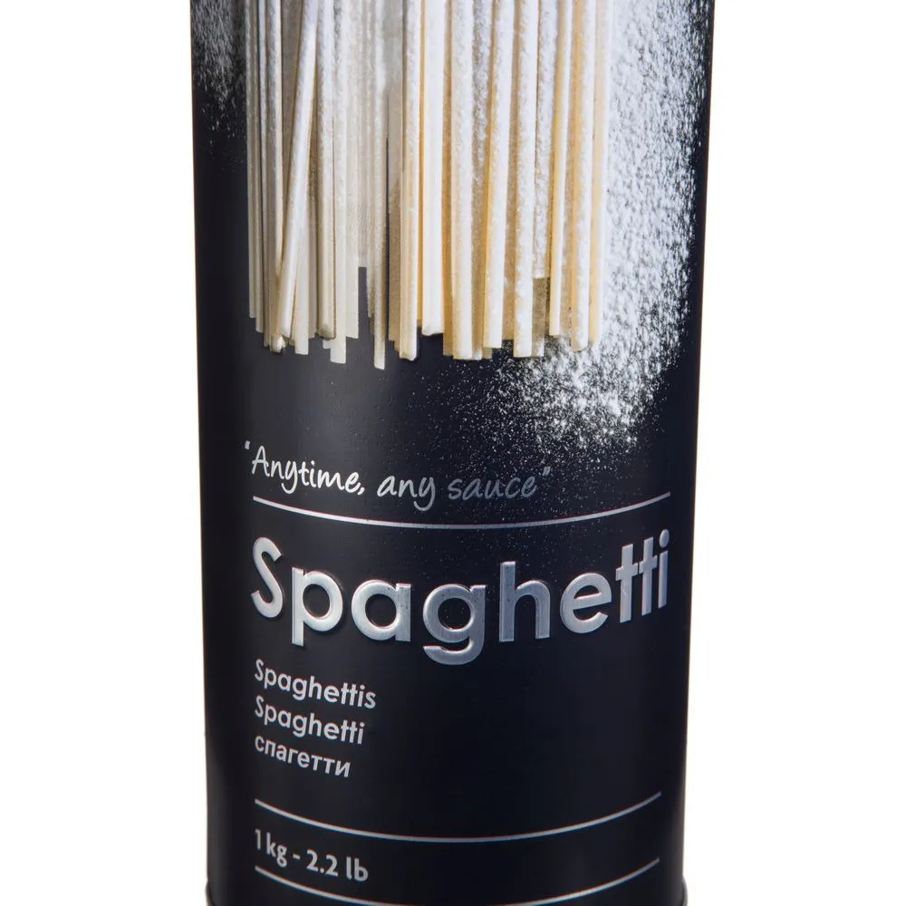 Recipient depozitare spaghete, metal, 8.5 x 27 cm, 1 kg, Negru