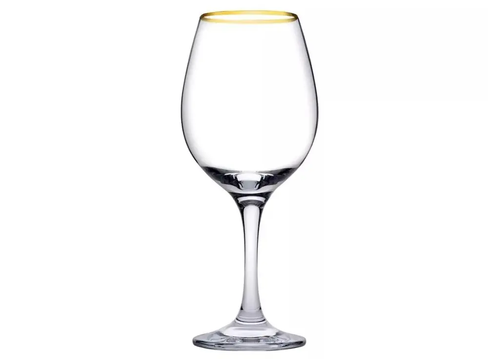 Set 6 pahare vin alb Pasabahce Amber, sticla, 295 ml, Transparent/Auriu