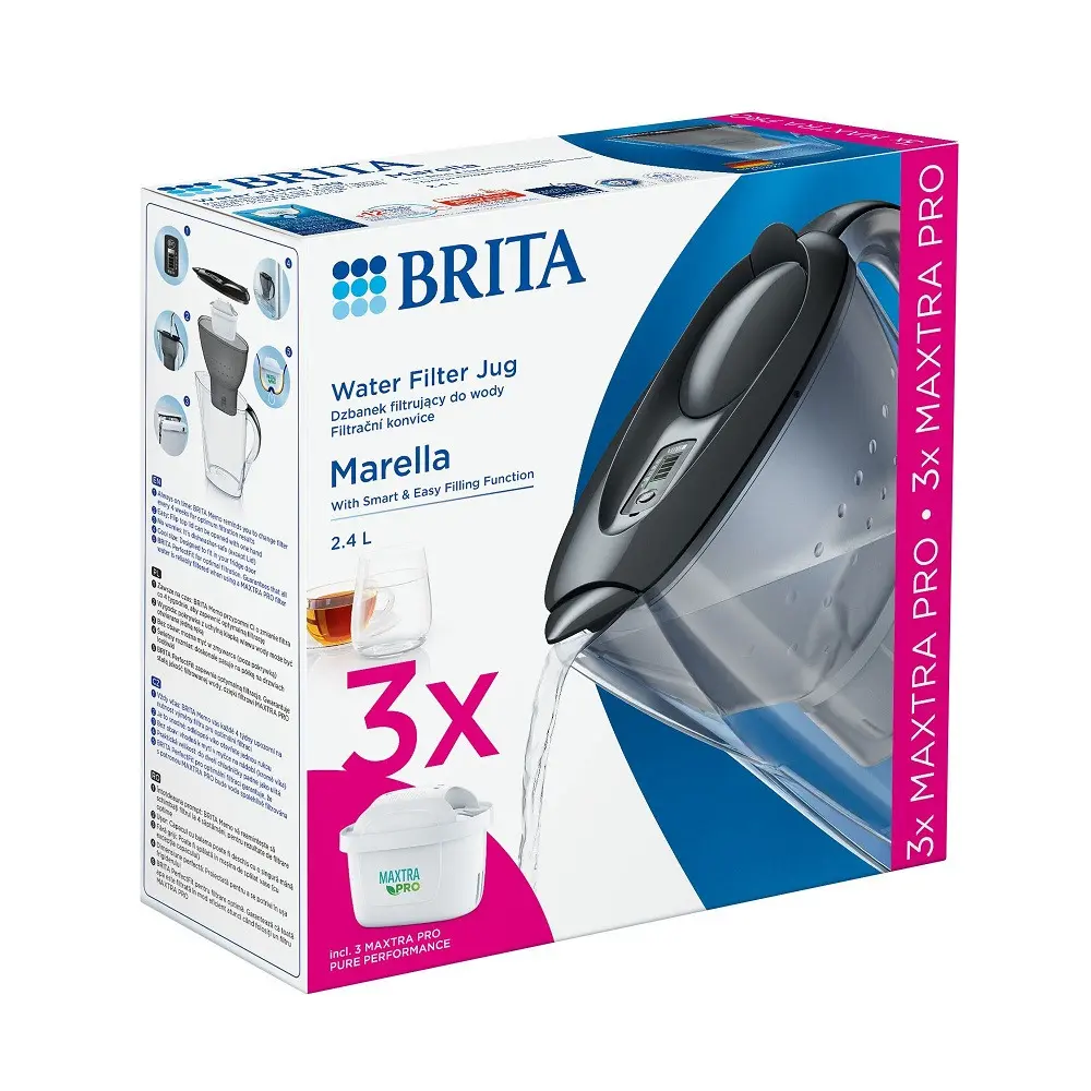 Set cana de filtrat Brita Marella si 3 cartuse Maxtra Pro Pure Performance, 2.4 L