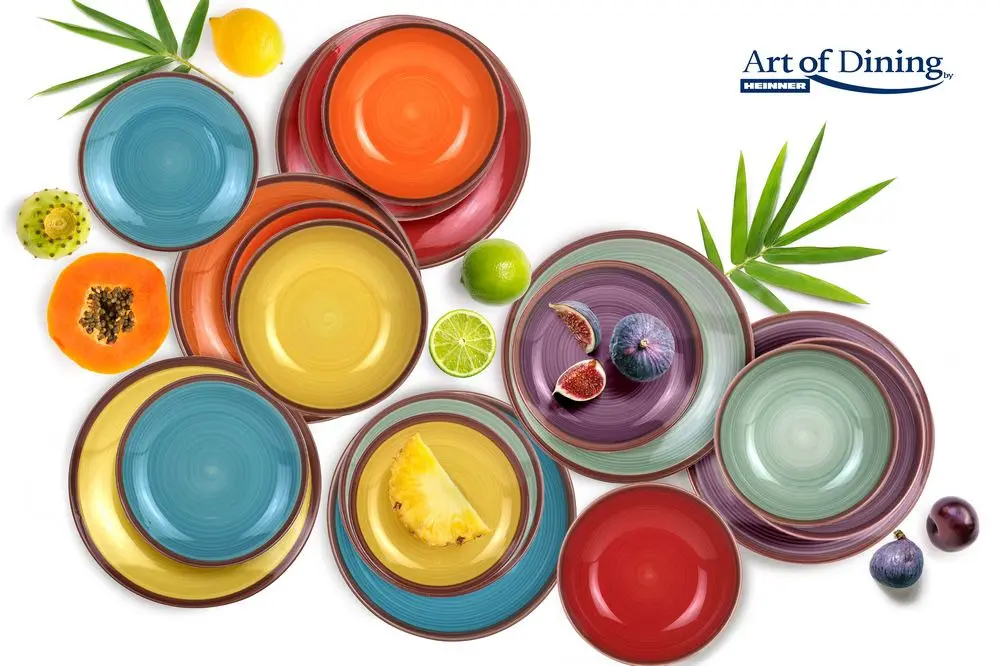 Serviciu de masa Heinner Aquarelle, ceramica, 18 piese, Multicolor