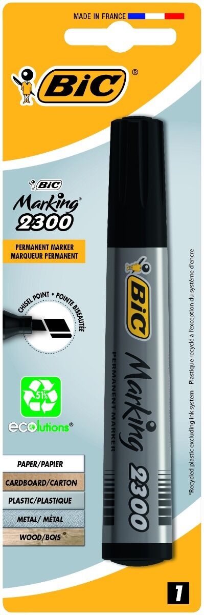 Marker Permanent BIC ECOlutions 2300, varf tesit, negru, 1 bucata