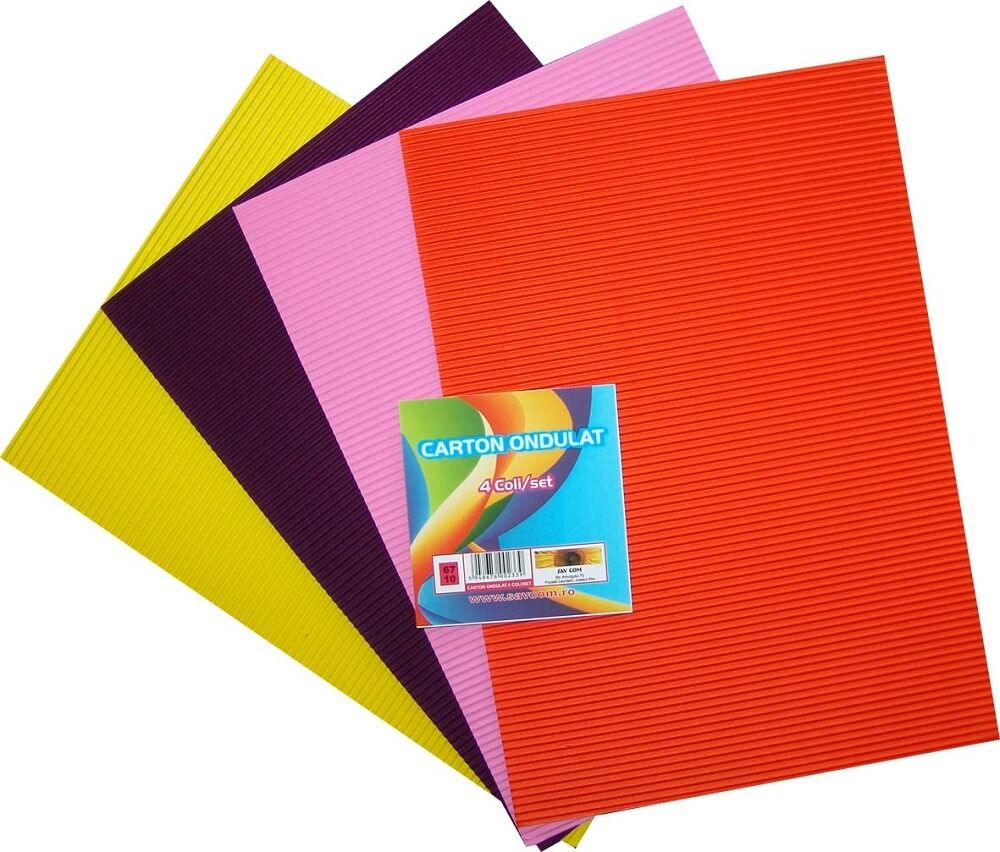 Carton ondulat A4, 4 culori/set, diferite culori