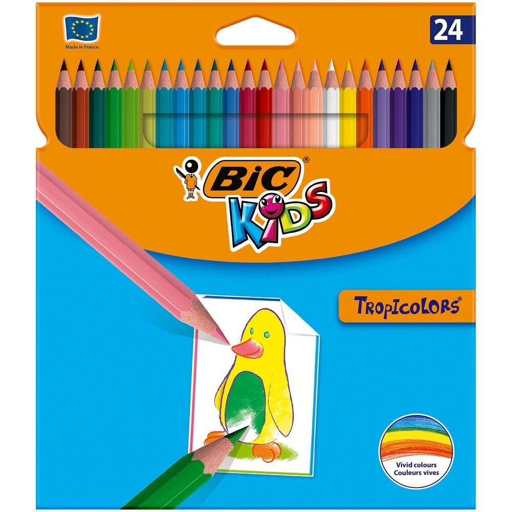Creioane colorate Tropicolors BIC, 24 bucati