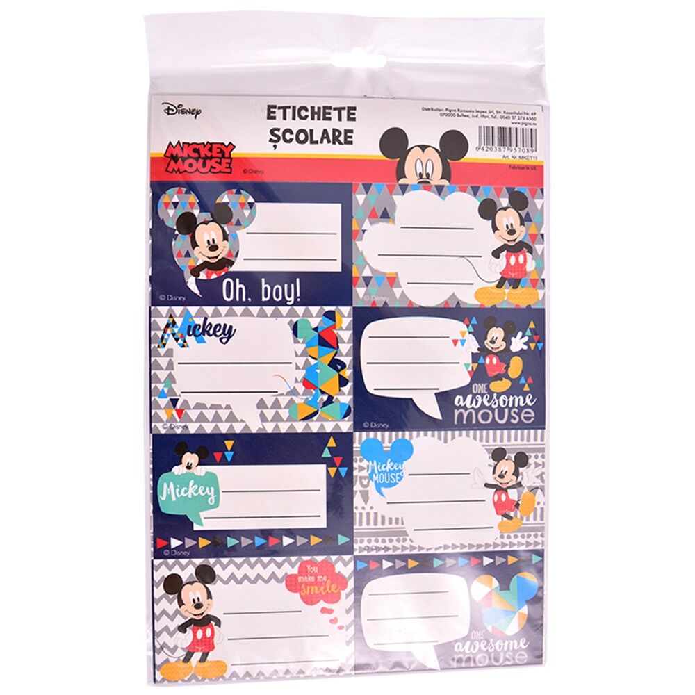 Set 40 etichete scolare Mickey Mouse, Multicolor