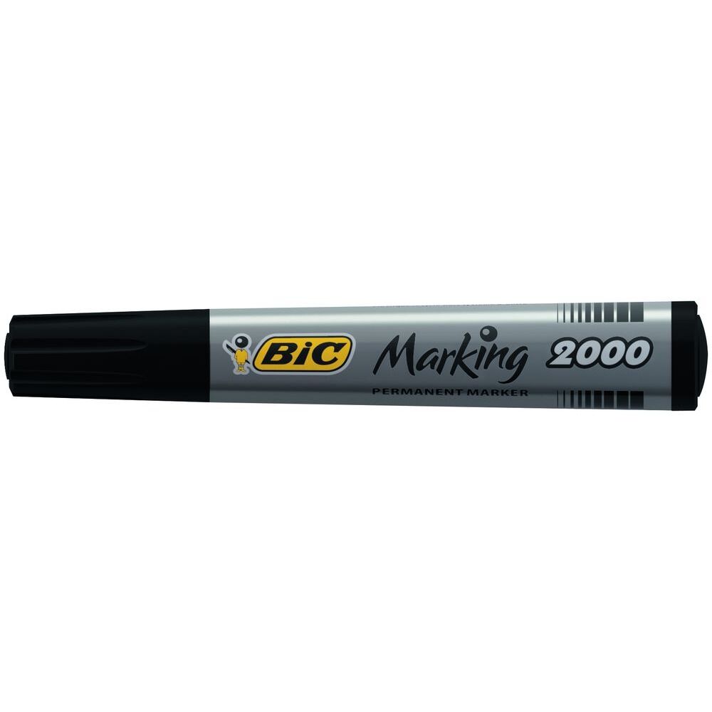 Set 2 markere permanente BIC Marking 2000 ECOlutions, varf rotund mediu, Negru