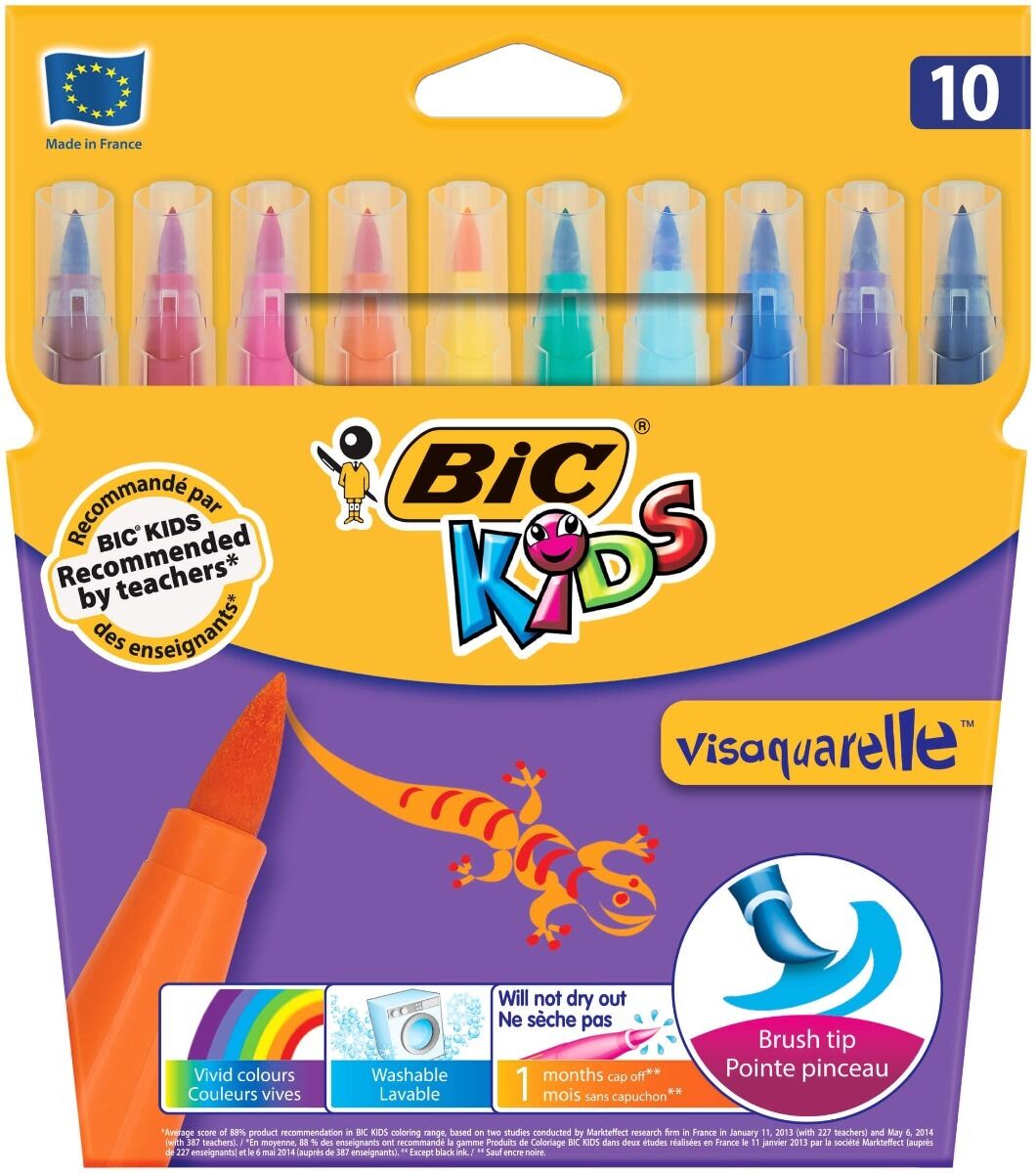 Markere colorate lavabile Visaquarelle 10 buc Bic