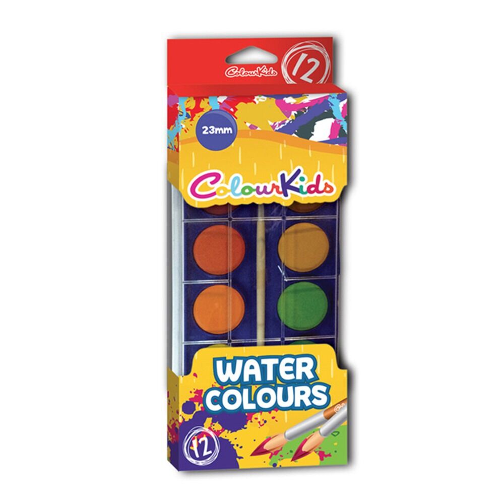Set acuarele in 12 culori cu pensula Colour Kids, Multicolor