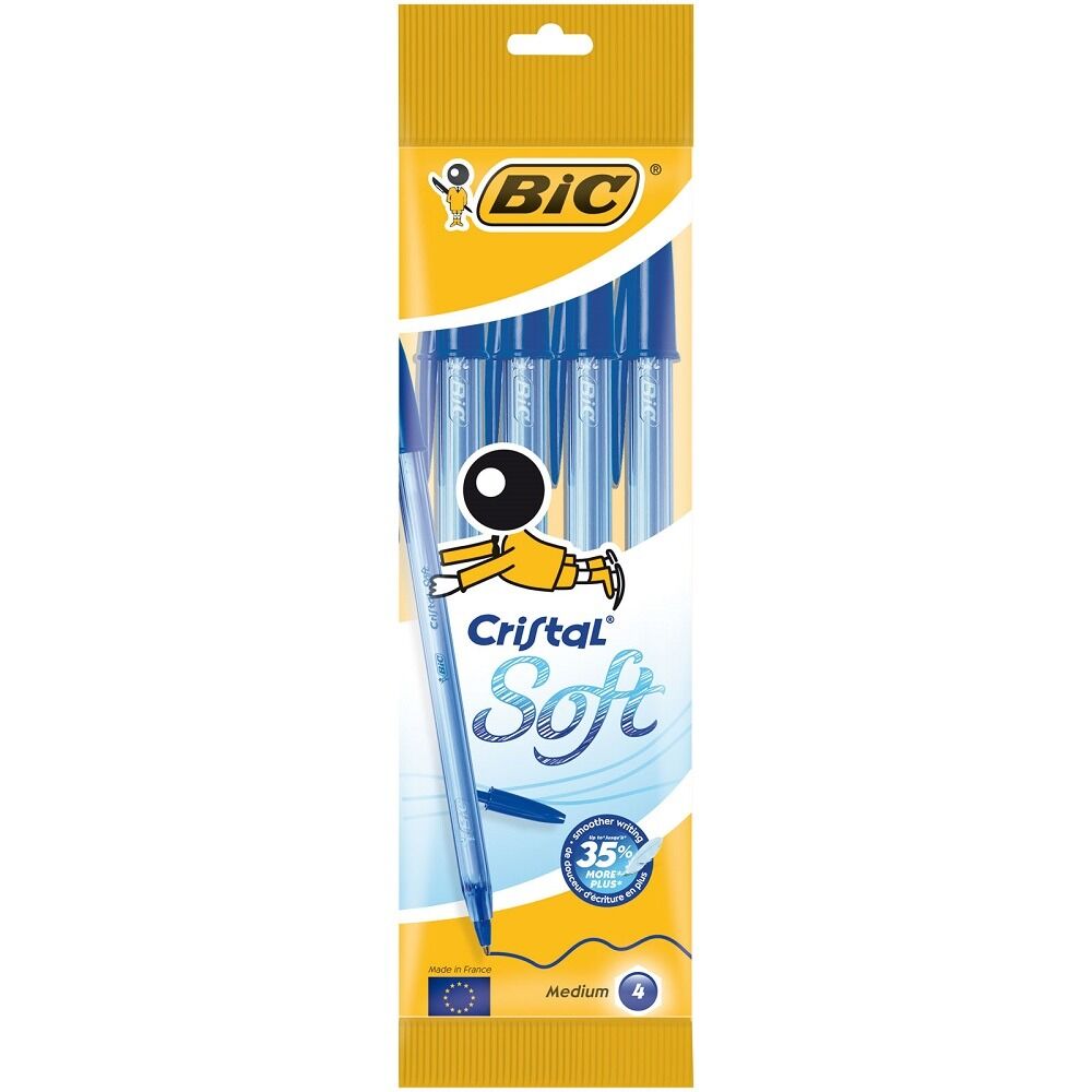 Pix BIC Cristal Soft, albastru,  4 bucati