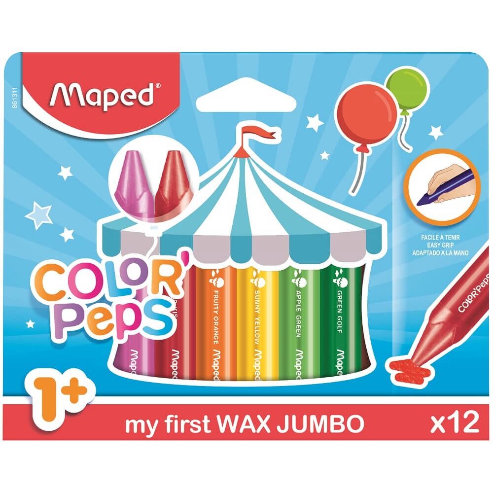 Set 12 creioane cerate Color'Peps Maped My First Jumbo, Multicolor