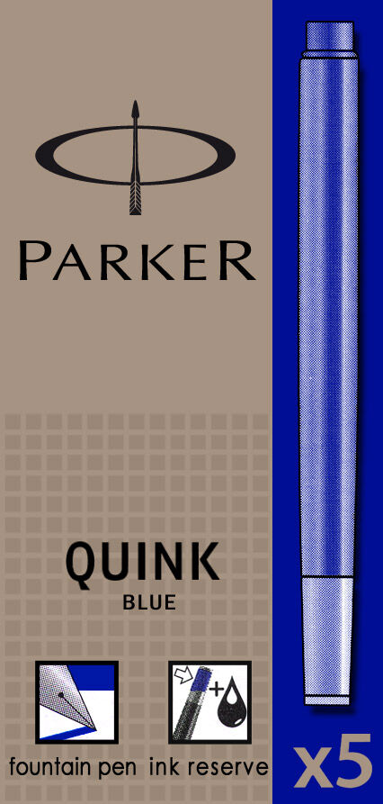 Patroane cerneala Parker Quink, lungi, albastru, 5buc cutie