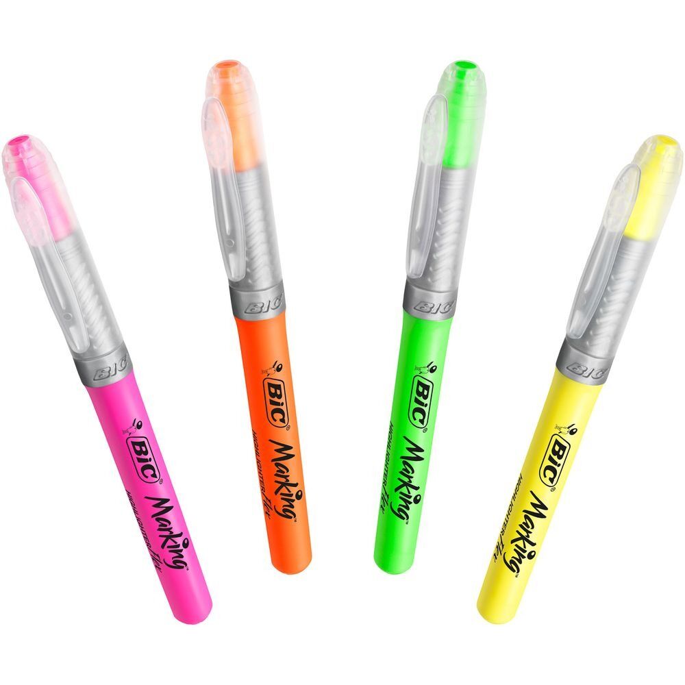 Set 5 evidentiatoare BIC Highlighter Flex, varf mediu tip pensula, Multicolor