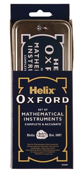 Trusa geometrie Helix Oxford, metal, 9 piese