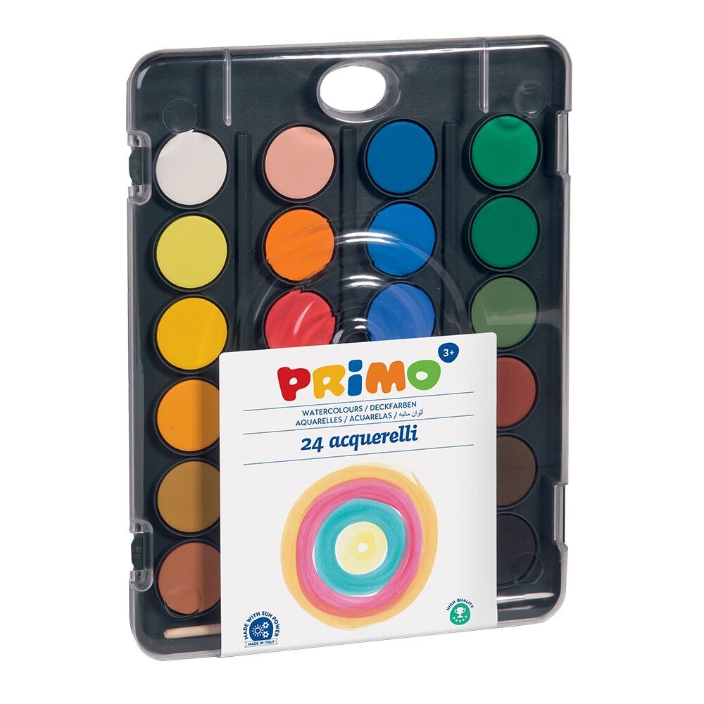 Acuarele cu pensula si capac-paleta de amestec Morocolor, diametru culori 30 mm, 24 culori