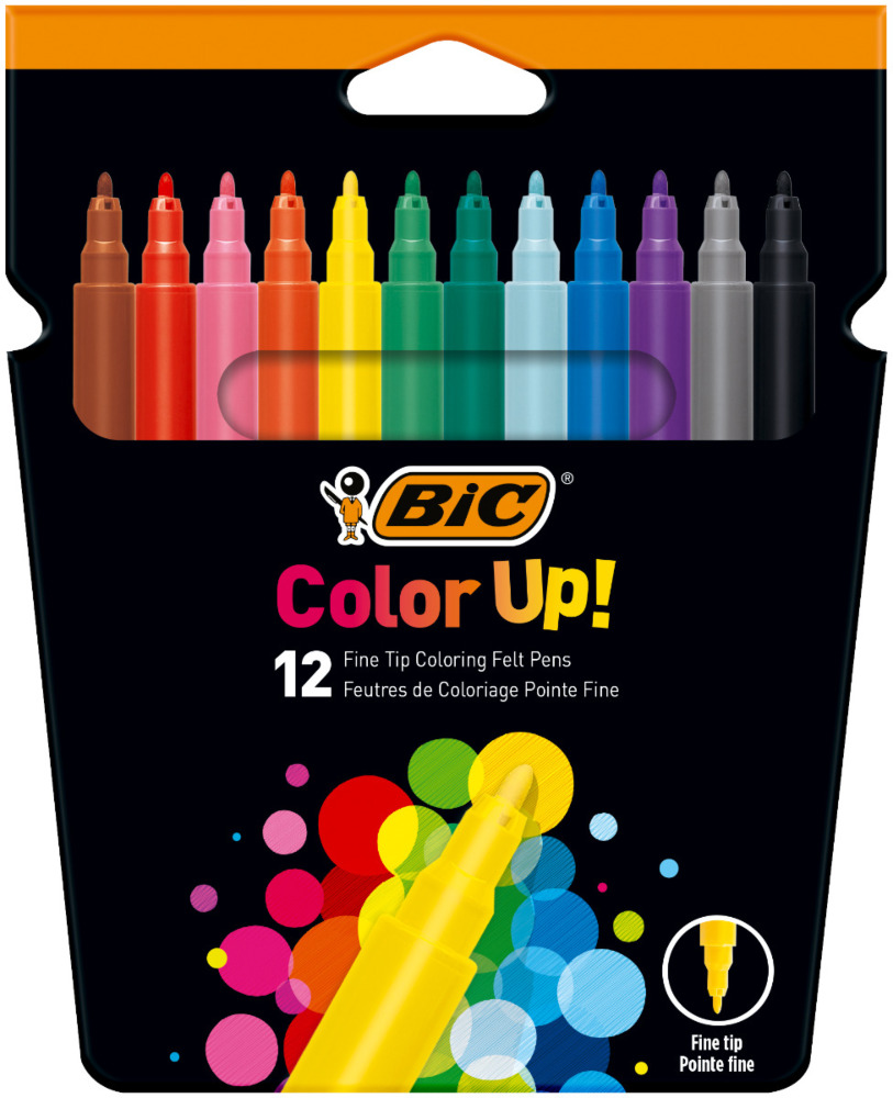 Markere de colorat Color Up Bic, 12 culori/cutie