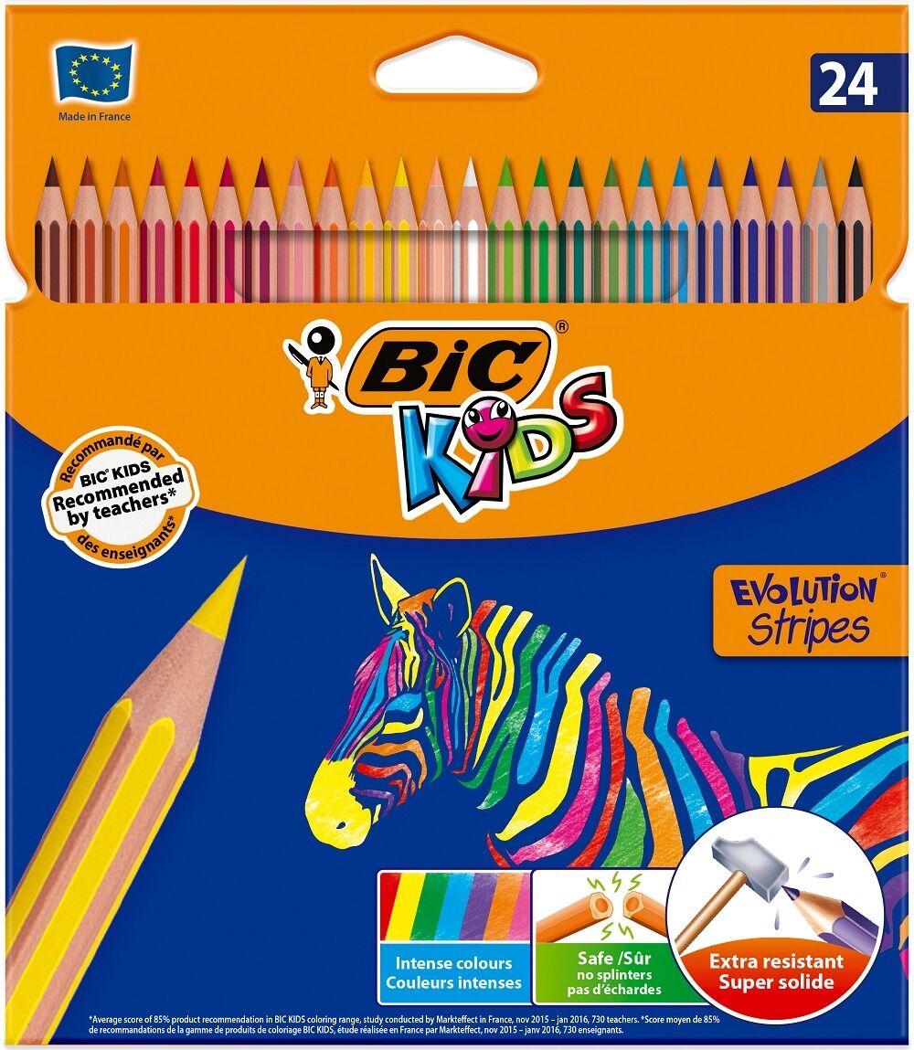 Creioane colorate Evolution Stripes, 24 bucati