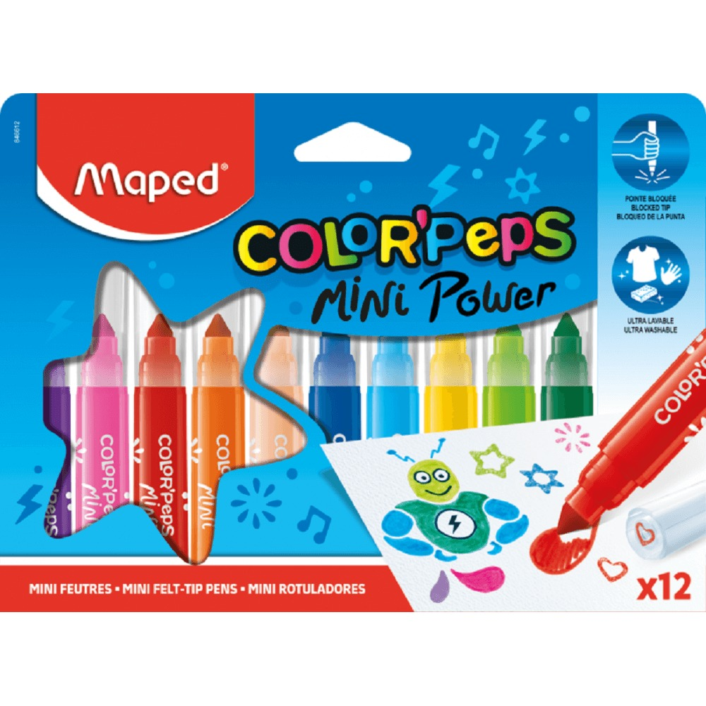 Set 12 carioci Maped Color'Peps Mini Power, Multicolor