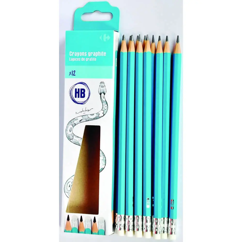 Set 12 creioane HB cu guma Carrefour