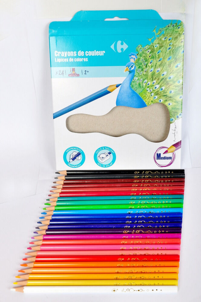 Set 24 creioane color, forma triunghiulara, Carrefour