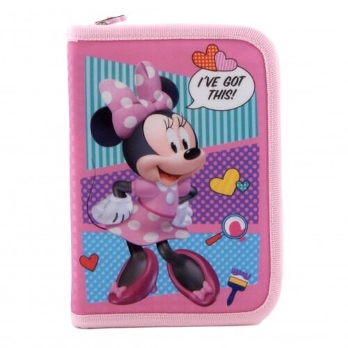 Penar cu fermoar si 2 flapsuri, imprimeu Minnie Mouse si Daisy, material textil, Multicolor