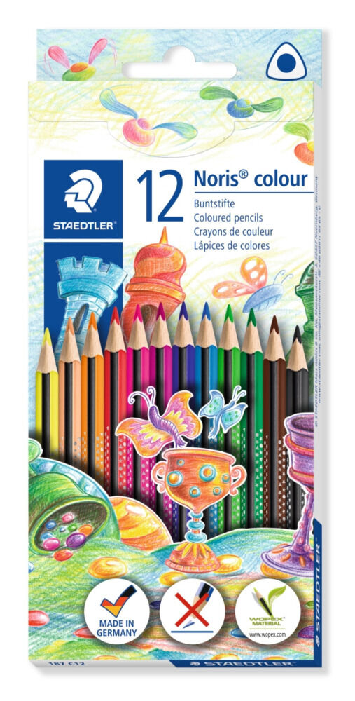 Set creioane colorate Staedtler, forma triunghiulara, 12 buc