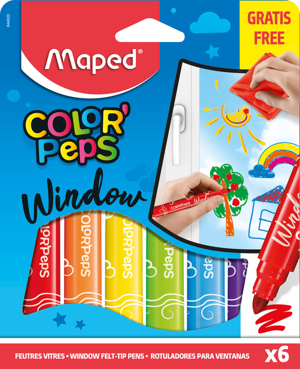 Set carioci pentru geam Color Peps Maped, 6 buc
