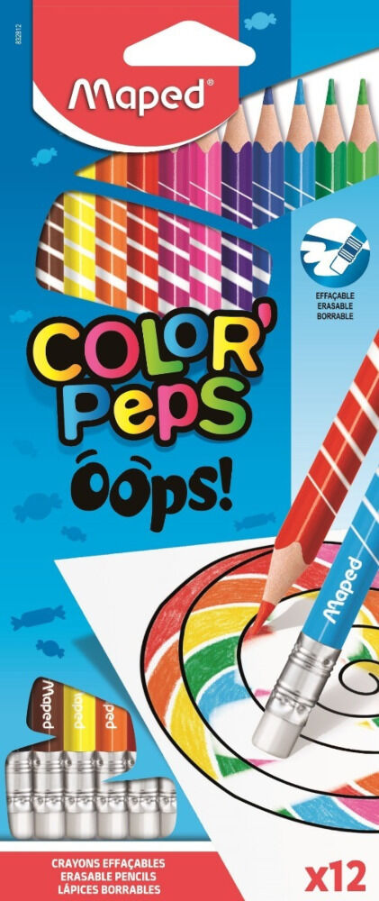 Set creioane colorate cu guma Color Peps Oops Maped, 12 culori