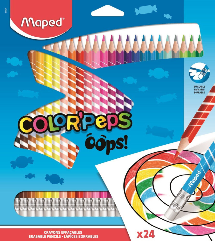 Set creioane colorate cu guma Color Peps Oops Maped, 24 culori