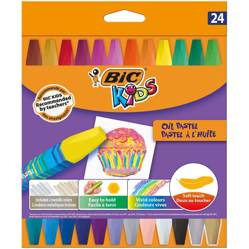 Set 24 creioane cerate BIC Kids Oil Pastel, Multicolor