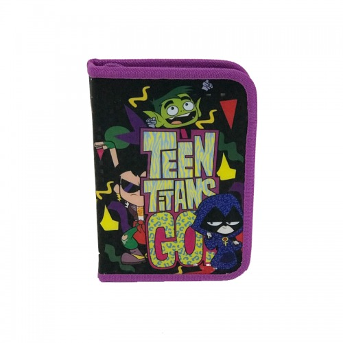 Penar cu fermoar si 2 flapsuri, imprimeu Teen Titans Go, material textil, Multicolor