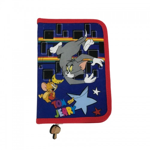 Penar cu fermoar si 2 flapsuri, imprimeu Tom si Jerry, material textil, Multicolor