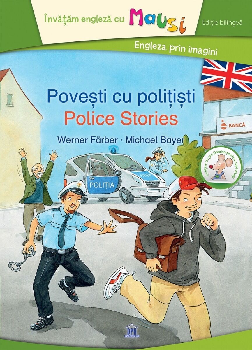 Povesti cu politisti - editie bilingva, contine un joc domino pentru copii