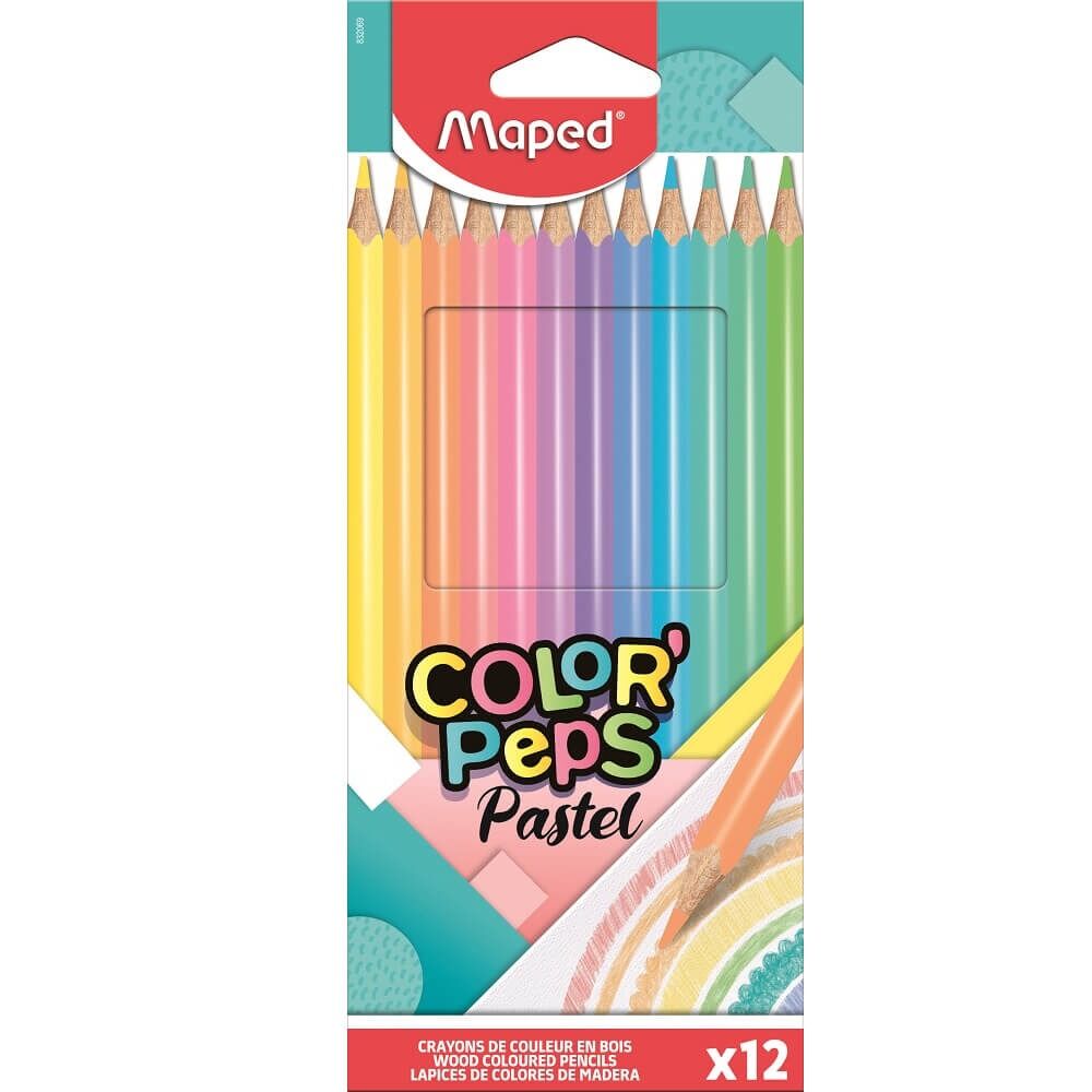 Set 12 creioane colorate Maped Color'Peps Pastel, Multicolor