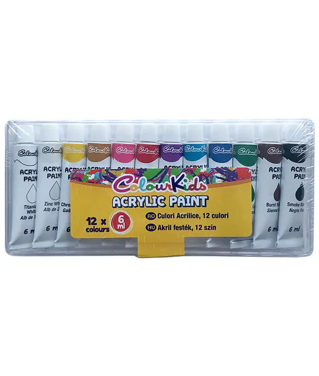 Set 12 vopsele acrilice Colour Kids, 6 ml, Multicolor