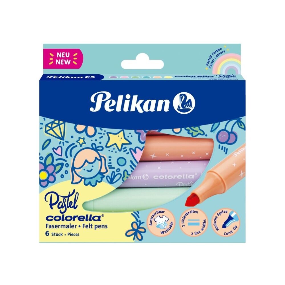 Carioca colorella super pastell 411, set 6 culori, Pelikan