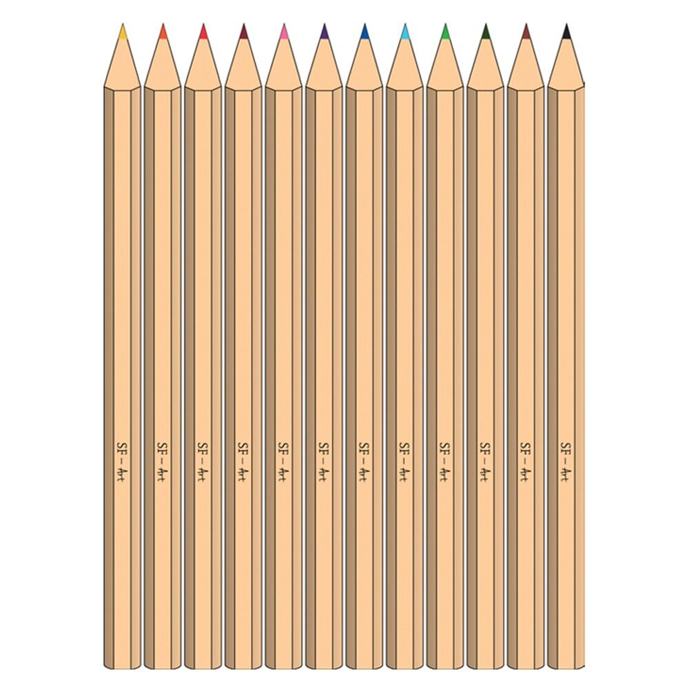 Set 12 creioane colorate cu ascutitoare School Friendly Art, Multicolor