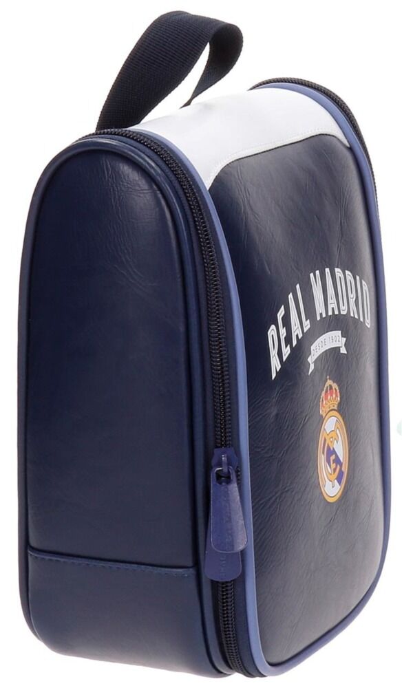 Borseta Vintage Real Madrid, 1 compartiment, piele ecologica/poliester, 20x22x8 cm, Alb/Bleumarin