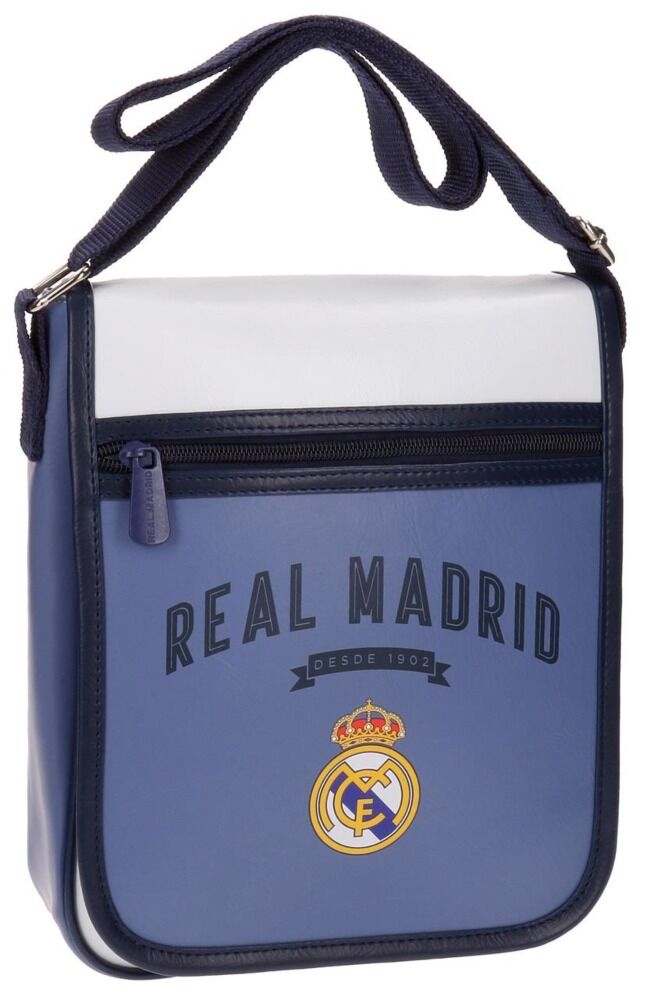 Geanta de umar Strokes Real Madrid, 1 compartiment, piele ecologica/poliester, 20x24x6 cm, Mov/Alb