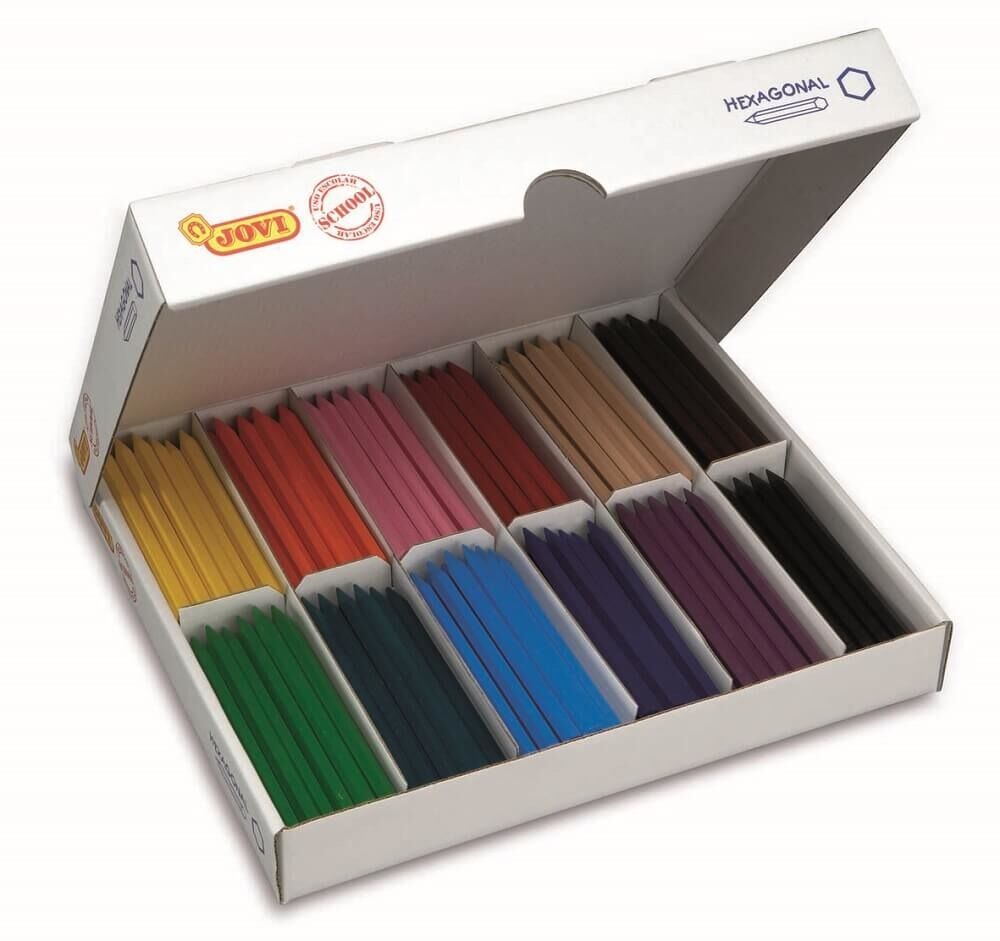 Set 300 creioane cerate hexagonale Jovi, 12 culori, Multicolor