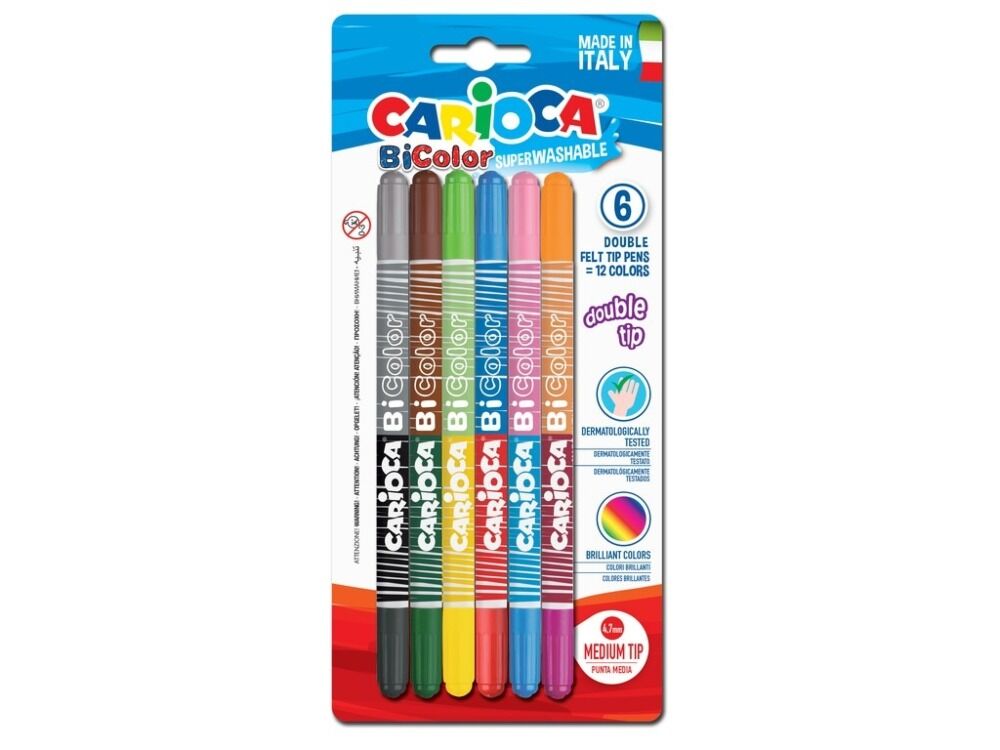 Set 6 carioci Carioca Bi-Color, Multicolor
