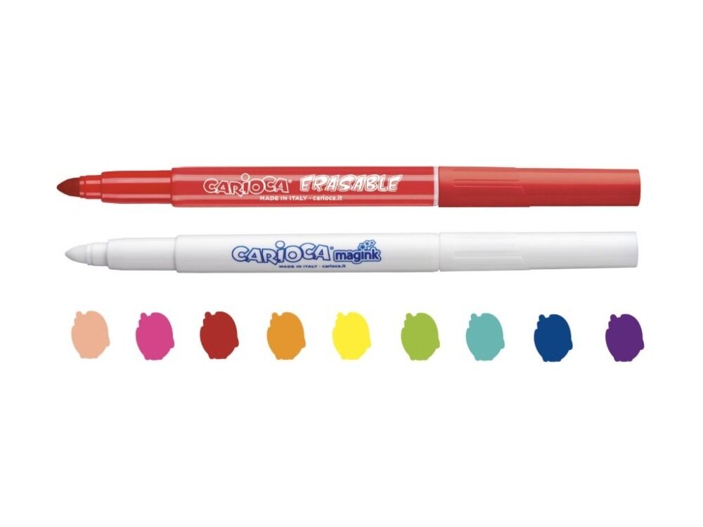 Set 9 carioci Color Erasable si 1 marker Magink Magic Erasable, Multicolor