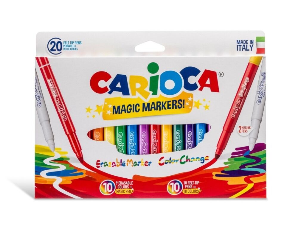 Set Carioca Magic, 18 carioci si 2 markere, Multicolor