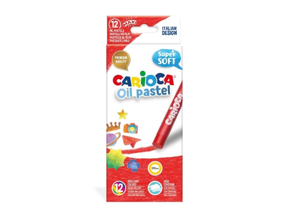 Set 12 creioane cerate Carioca Oil Pastel Maxi, Multicolor
