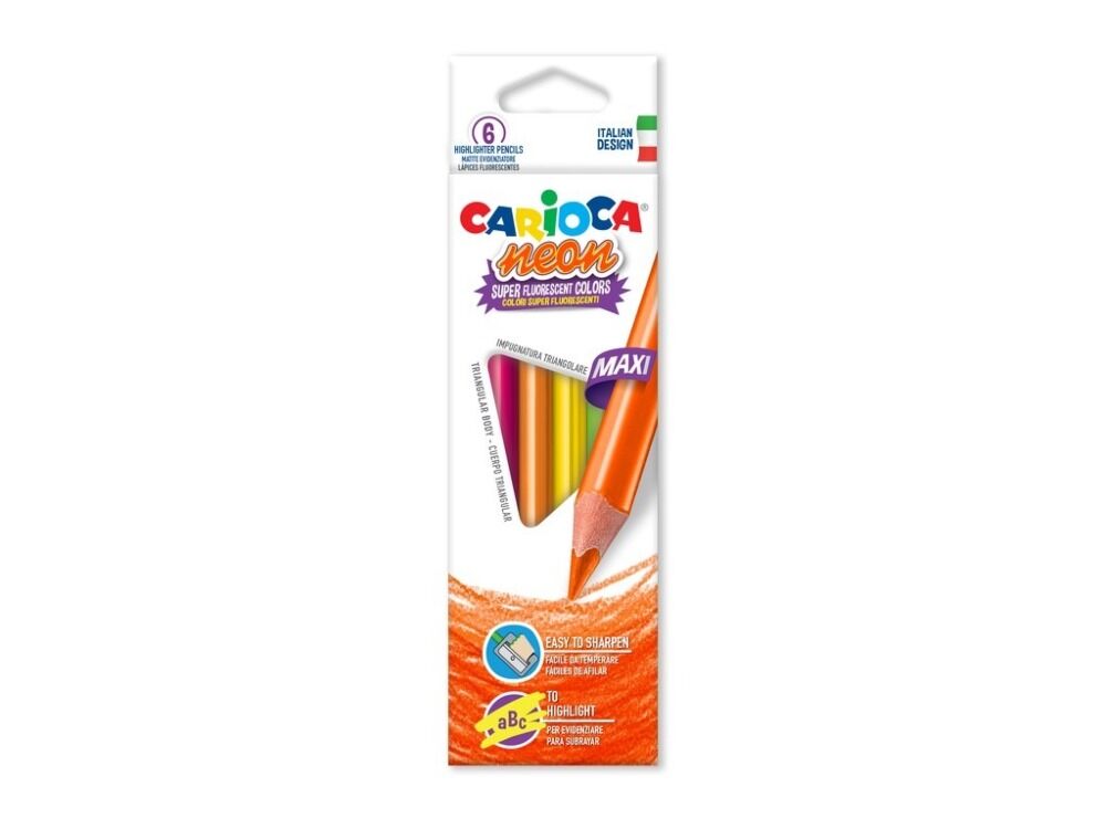 Set 6 creioane color triunghiulare Neon, Multicolor