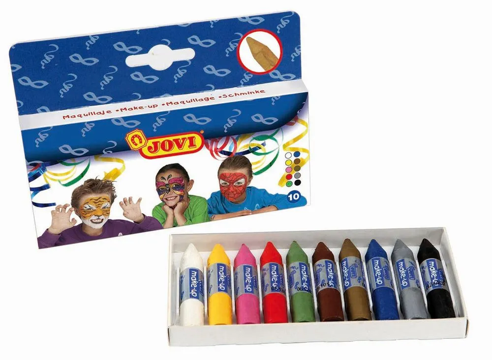 Set 10 creioane de pictat pe fata Jovi, 10 culori, Multicolor
