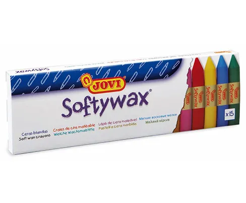 Set 15 creioane cerate Soft Softywax Jovi, 15 culori, Multicolor