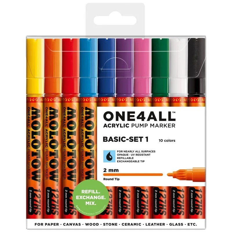 Set 10 markere Molotow One4All Basic Set 1 127HS, 2 mm, Multicolor