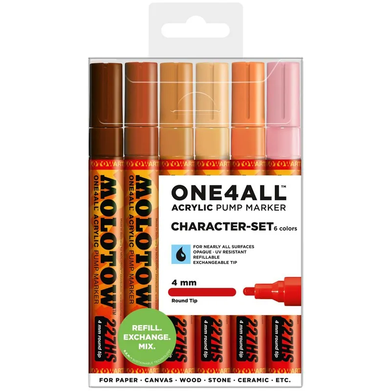 Set 6 markere Molotow One4All 227HS Character Set, 4 mm, Multicolor