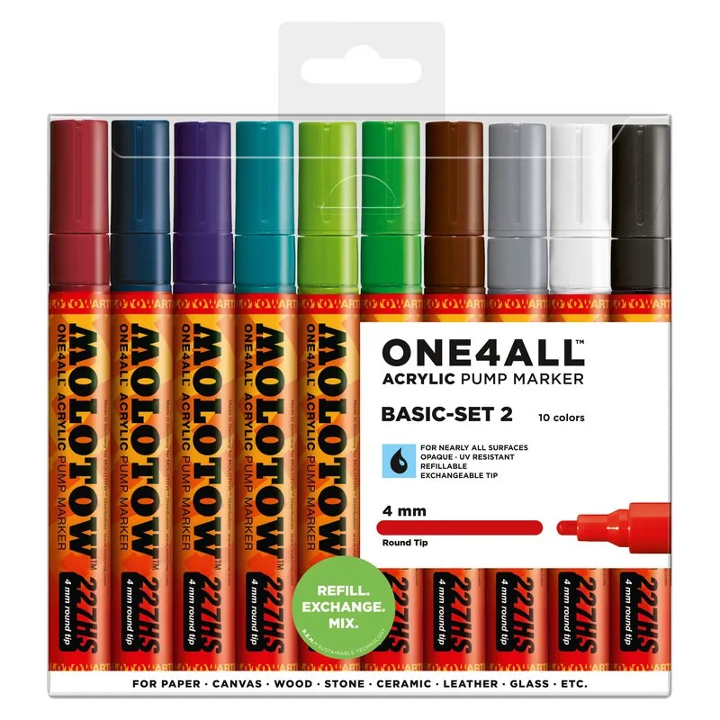 Set 10 markere Molotow One4All 227HS Basic Set 1, 4 mm, Multicolor
