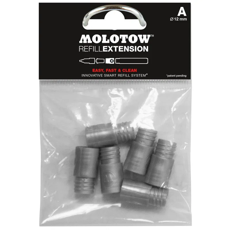 Set 6 extensii pentru reumplere markere din seria 100 Molotow, 12 mm, Gri
