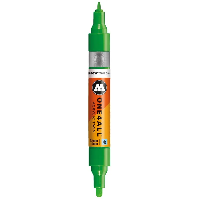 Marker acrilic cu 2 capete Molotow One4All Twin Pumpmarkers Kacao77 Green, 1.5 mm/4 mm